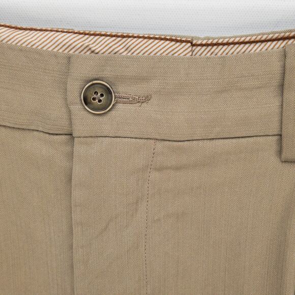 Banana Republic Pleated Silk Blend Pants Men’s 34 Tan Relaxed Fit Straight Leg - Picture 2 of 13